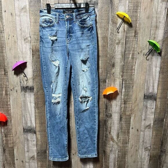 Judy Blue Boyfriend Fit Ripped Jeans - Picture 1 of 8